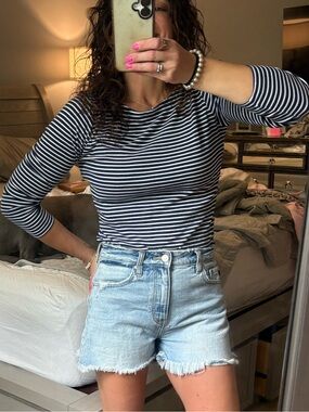 Vineyard Vines Navy and White Striped Long Sleeve Tee